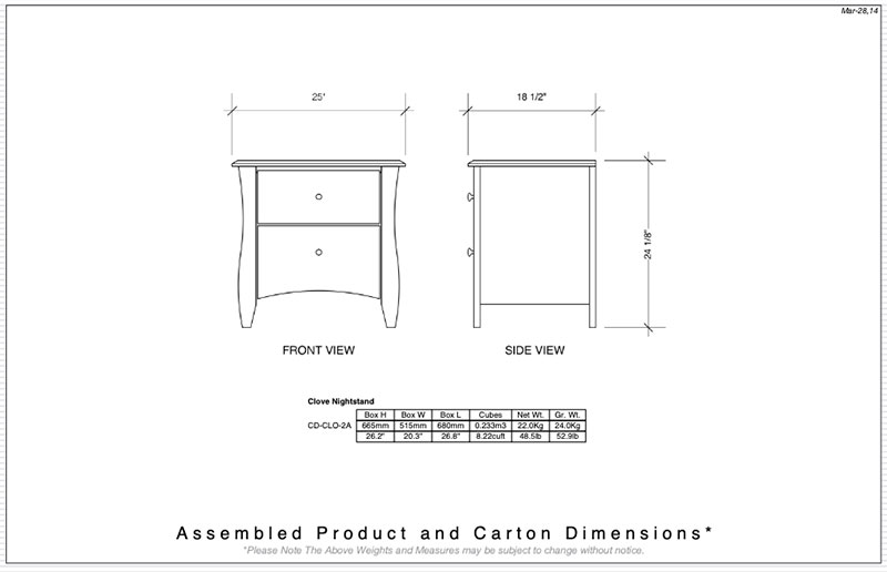 Night & Day Clove 2 Drawer Nightstand - Image 6