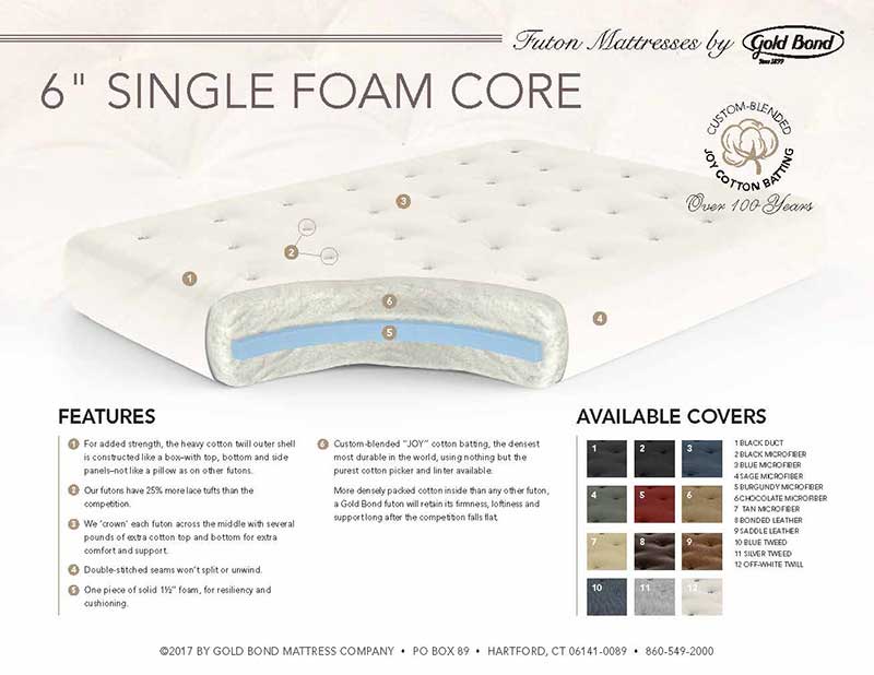 Twin 6" Cotton & Foam Futon Mattress - by Gold Bond