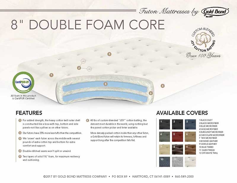 Full 8" Cotton & Foam Futon Mattress - by Gold Bond