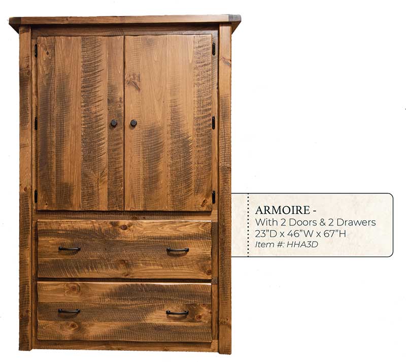Hand Hewn 2 Drawer 2 Door Armoire - by Miller's Rustic Furniture