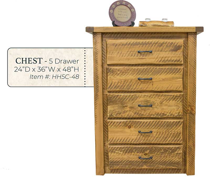 Hand Hewn 5 Drawer Chest - by Miller's Rustic Furniture