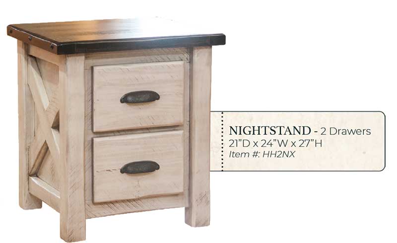 Hand Hewn Barnwood X 2 Drawer Nightstand - by Miller's Rustic Furniture