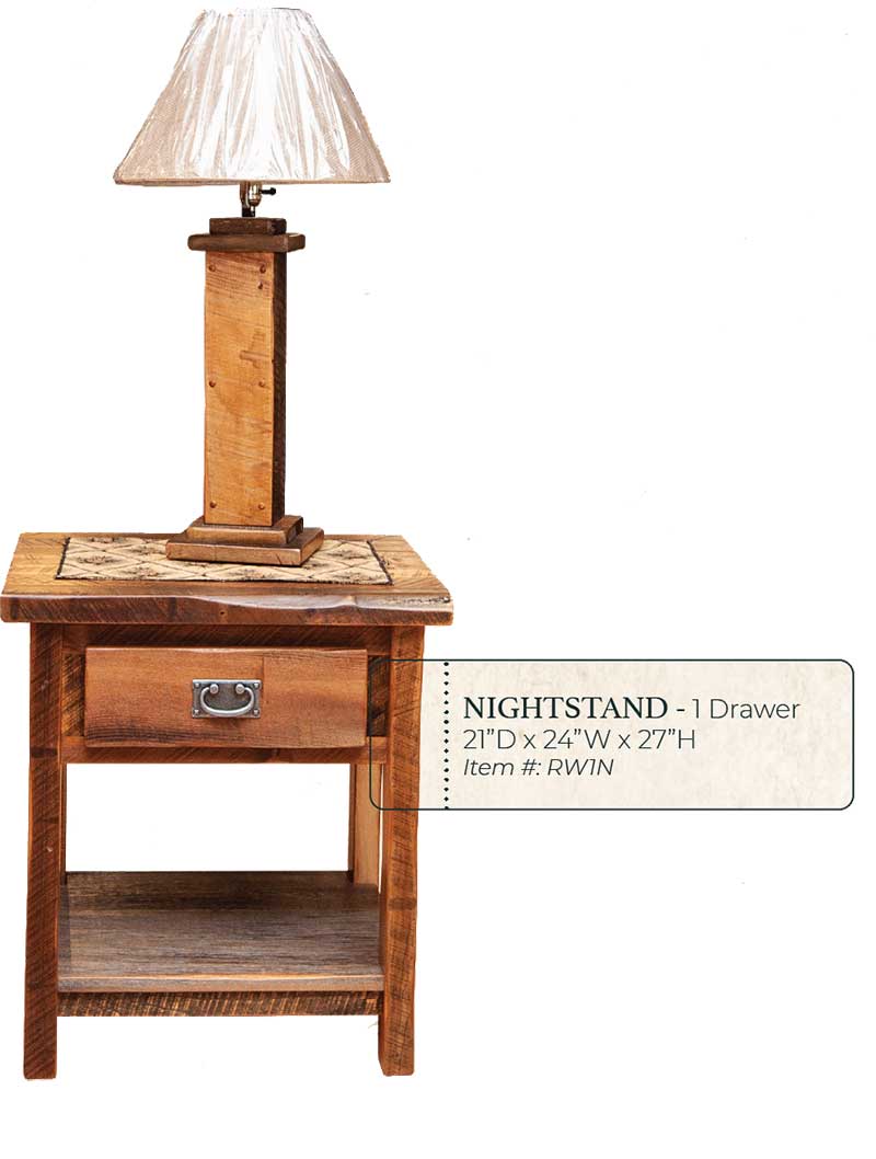 Reclaimed Barnwood 1 Drawer Nightstand - by Miller's Rustic Furniture
