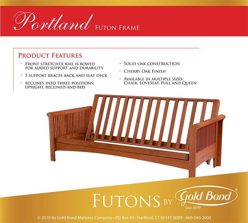 Chair Portland Futon Frame - Cherry Oak Finish - by Gold Bond