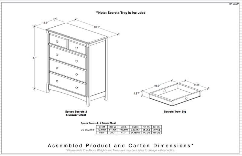 Night & Day Secrets 5 Drawer Chest - Image 6