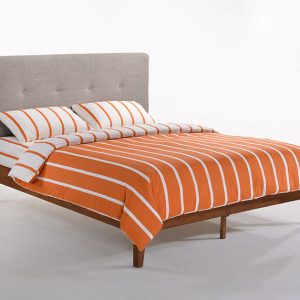 Gray Fabric and Cherry Wood Finish