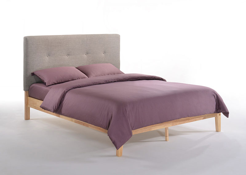 Gray Fabric and Natural Wood Finish