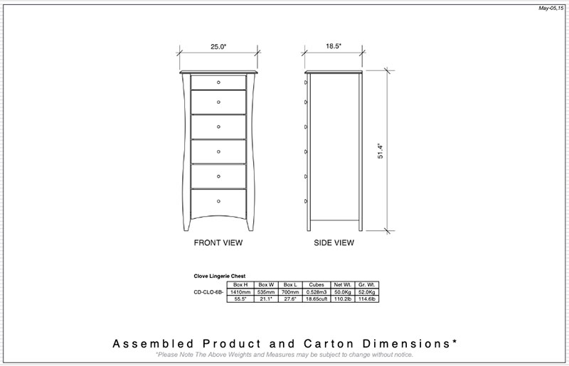 Night & Day Clove 6 Drawer Lingerie Chest - Image 2